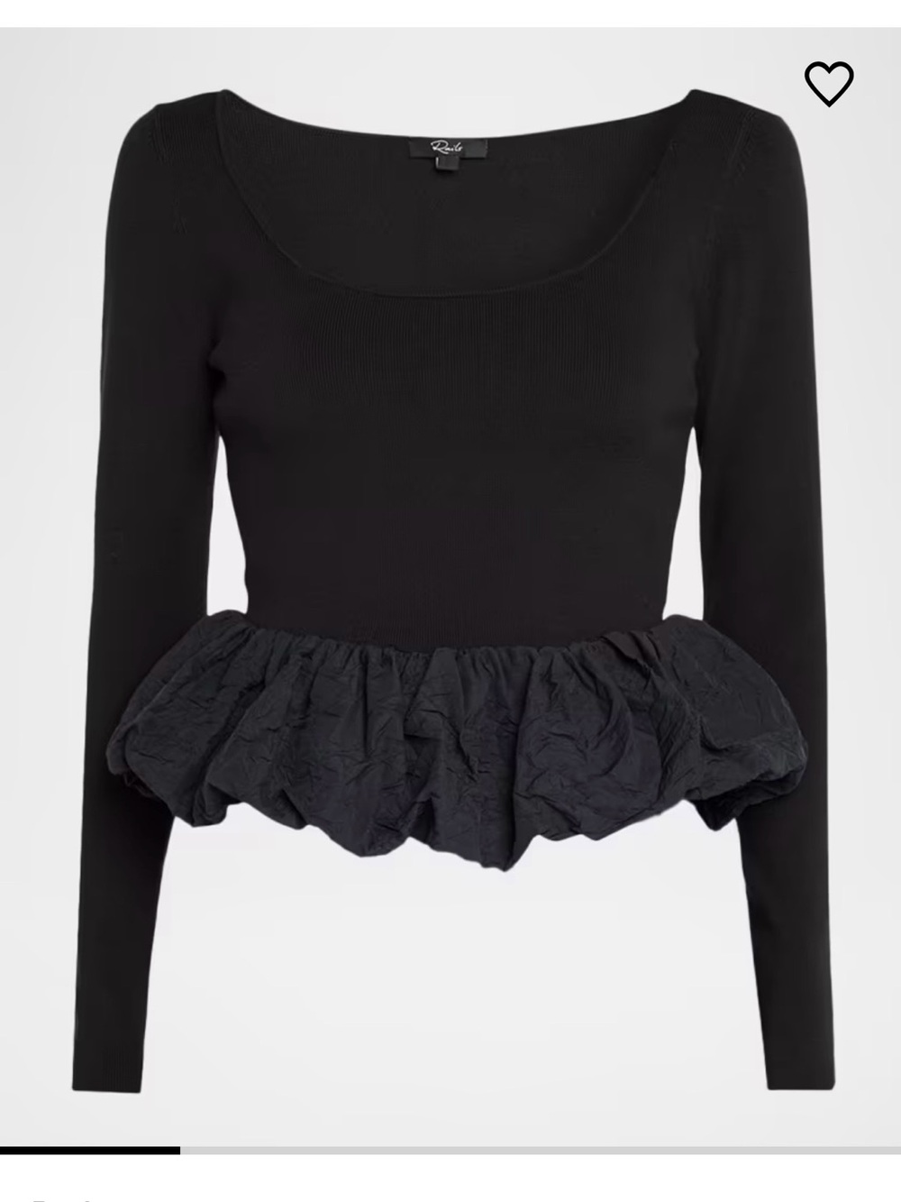 Rails Black Long-Sleeve Scoop Neck Ruffled Peplum Top